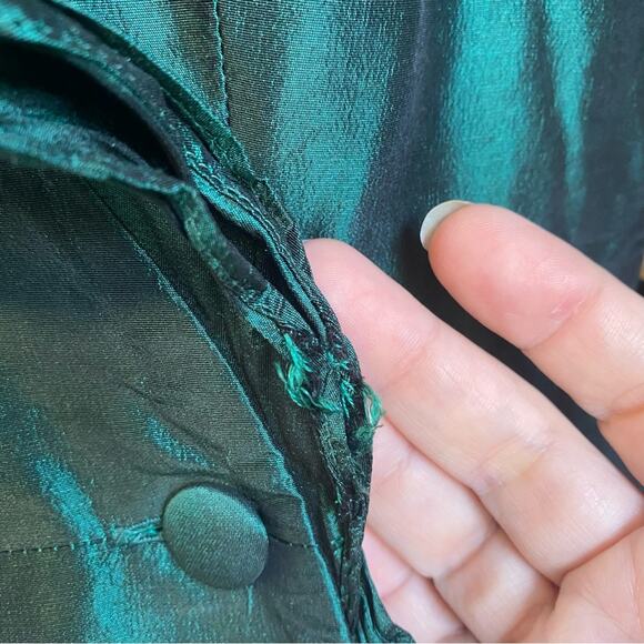 Teri Jon Rickie freeman Emerald Green 100% silk wrap Dress size 4 ruffle formal - Picture 12 of 13